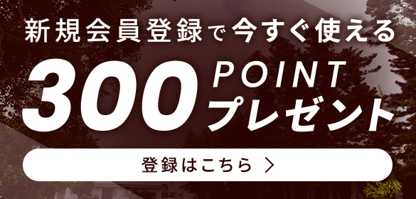 新規会員登録で今すぐ使える300ポイントプレゼント